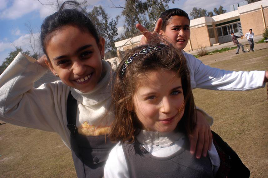 Three children, Baghdad School of Music & Ballet, Baghdad, Iraq