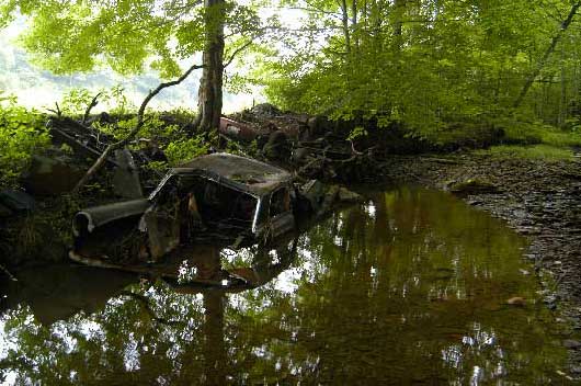 Car dumped in Clendenin Creek, Liberty, West Virginia